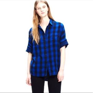 Madewell Blue and Black Buffalo Plaid Button Shirt